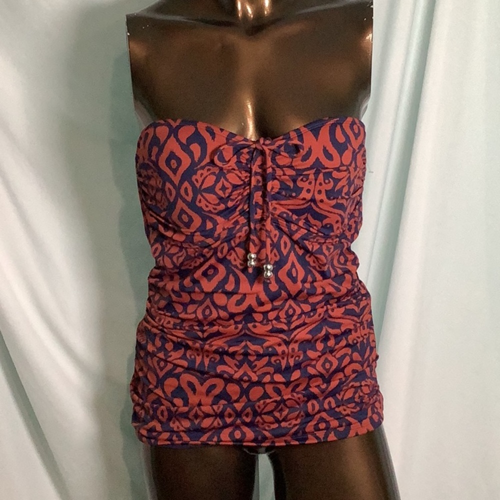 Tommy Bahama Ikat Diamonds shirred front Bandini - Small - NWOT